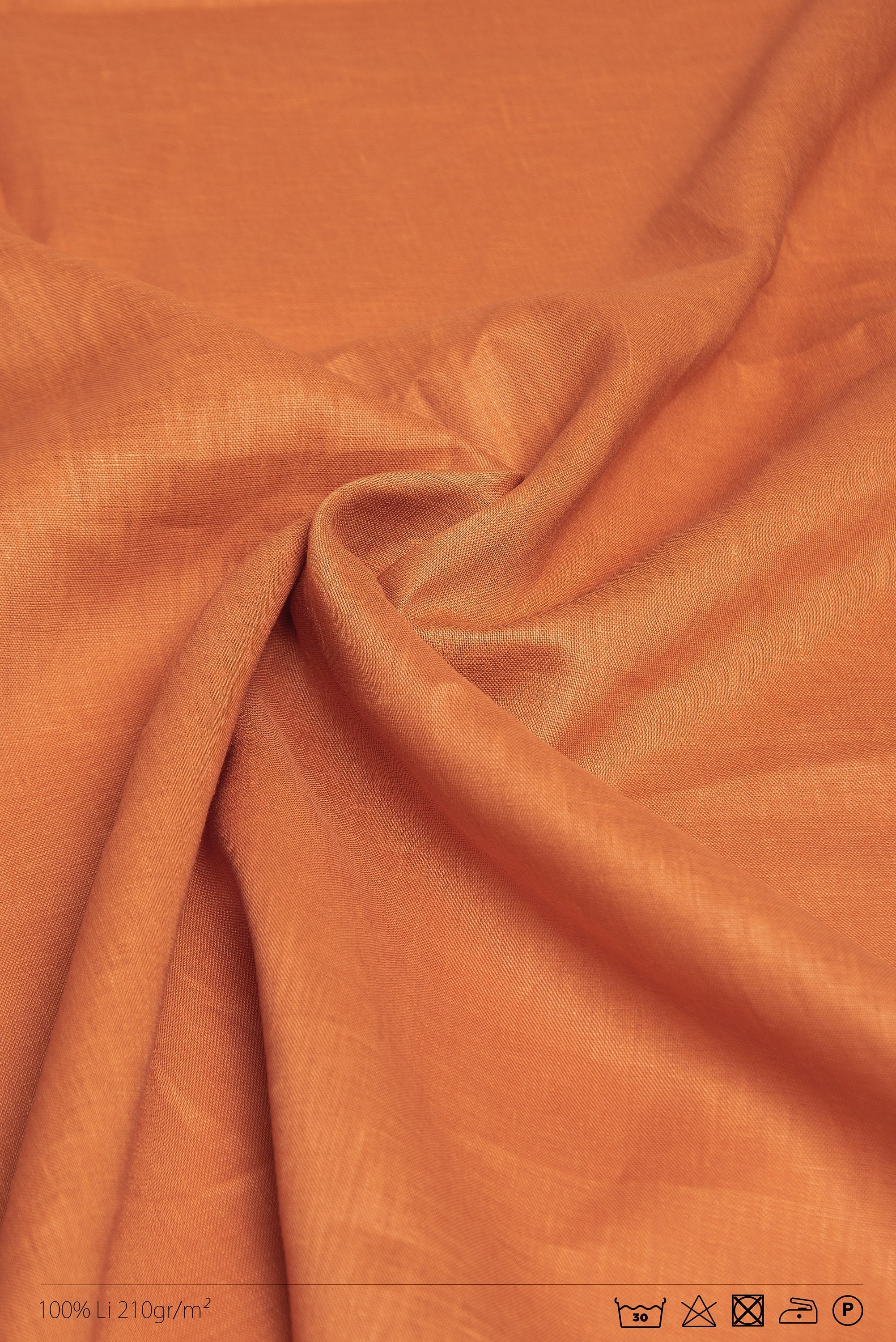 Dusty Orange Linen Fabric by Meter, Organic Linen Fabric, Vegan Natural ...