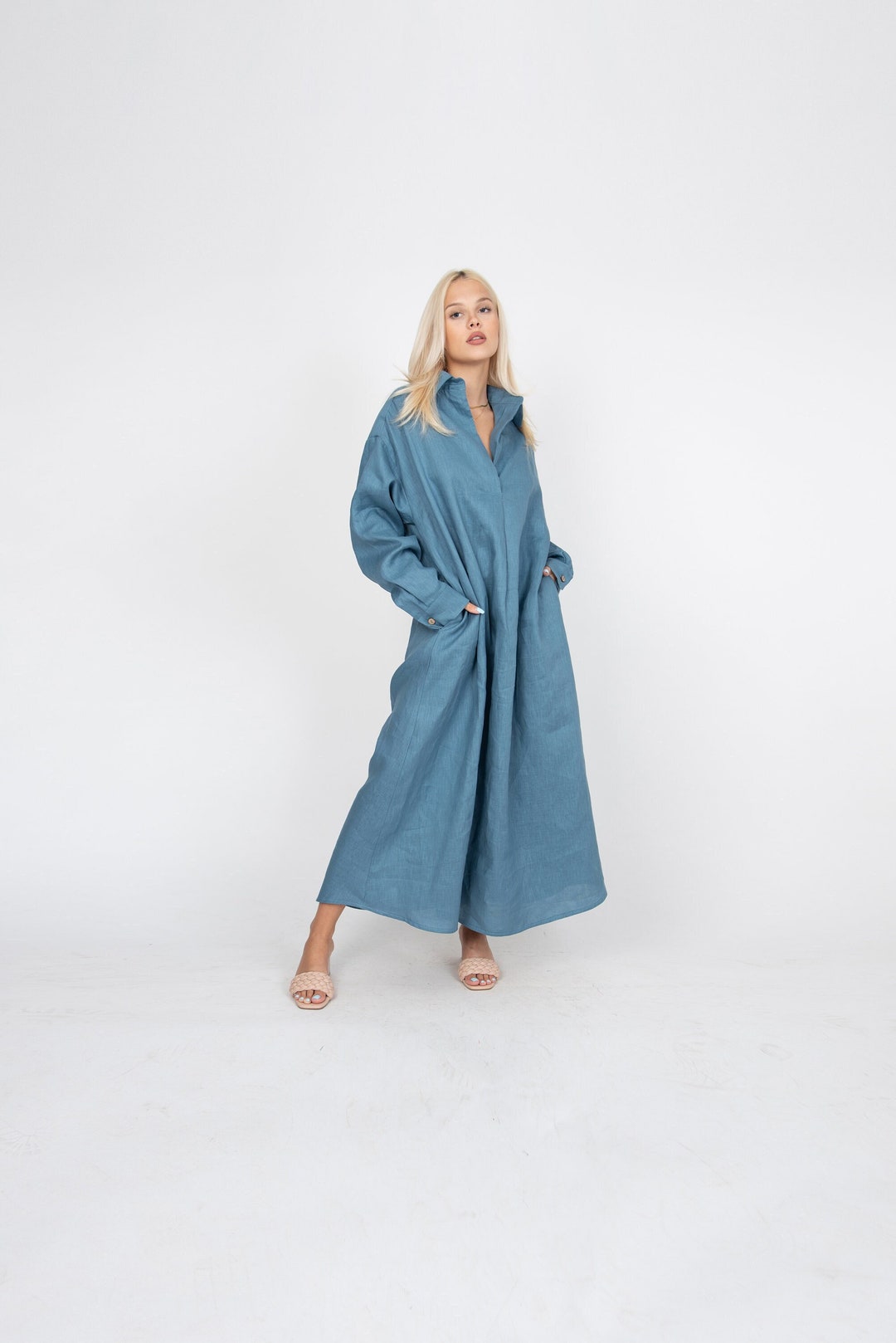 Denim Oversized Blue Shirt Dress Boohoo Women's Petite Utility Turn Cuff Denim Oversized Shirt Dress Size main image 2