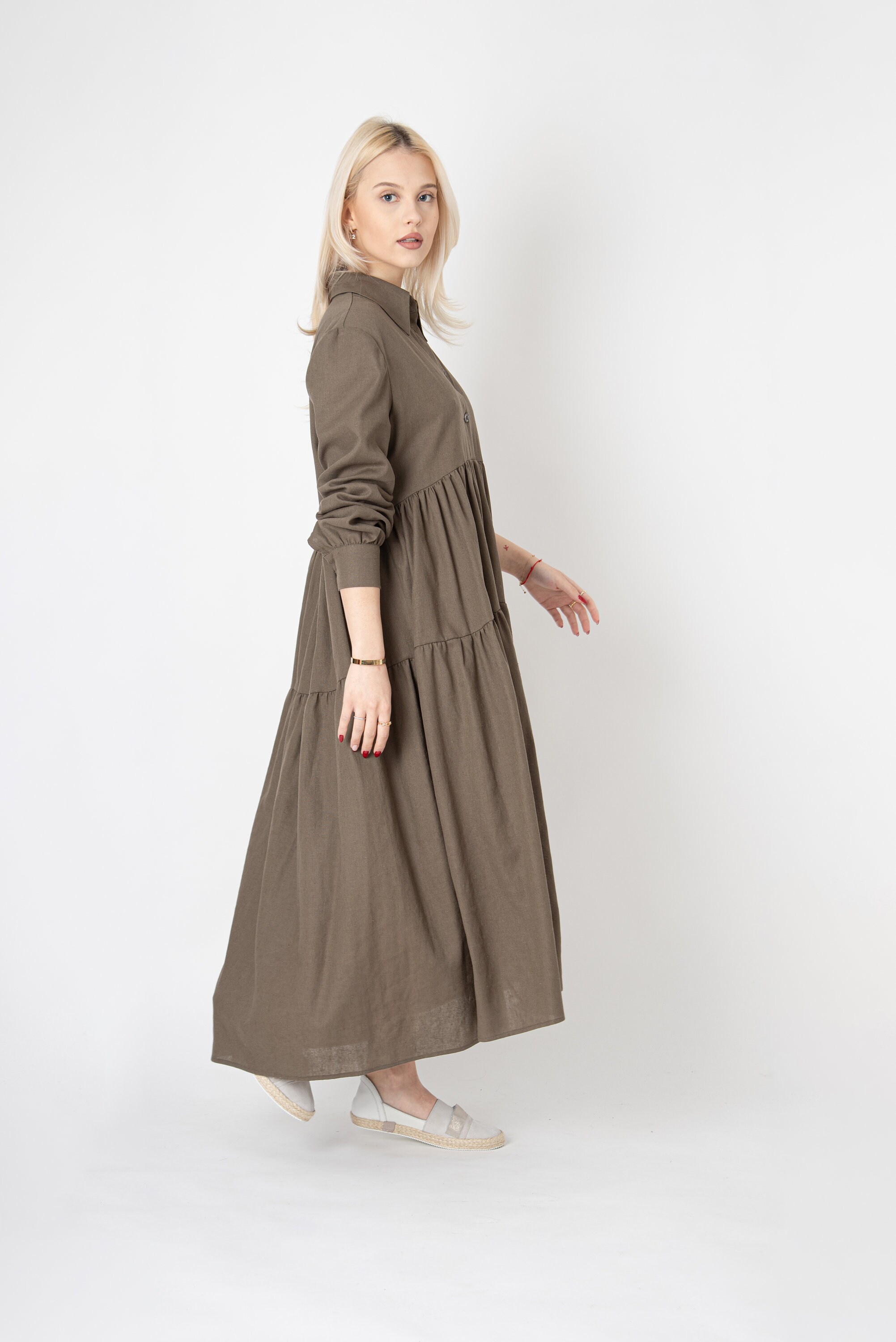 ewq shirt dresses EWQ Womens V-Neck Lantern Sleeve Dress