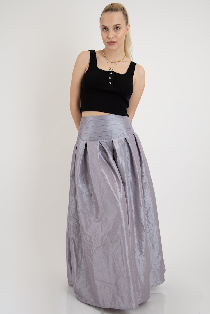 Taffeta Maxi Skirt/Taffeta Skirt/Elegant Long Skirt/Summer Maxi Skirt/Formal Skirt/Flared Skirt/High or Low Waist Skirt/Pleated Skirt/FC2123 image 8