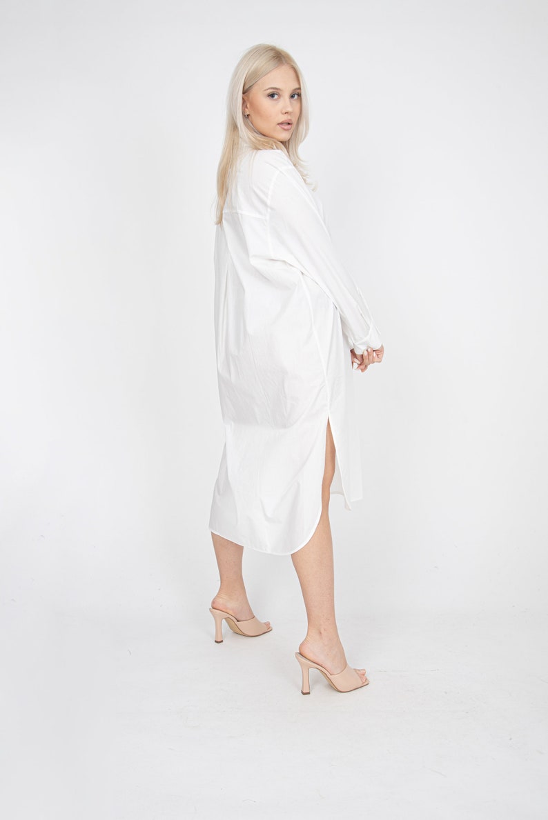 Oversized Shirt Dress/Cute White Dress/Cotton Shirt Dress/Oversized White Shirt/Beach Dress/Long Shirt Dress/Summer Shirt Dress/FC1188 image 7