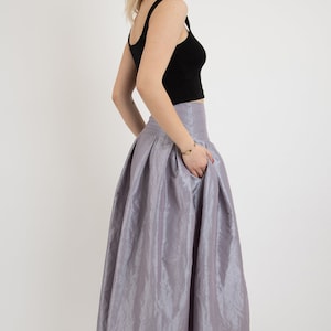 Taffeta Maxi Skirt/Taffeta Skirt/Elegant Long Skirt/Summer Maxi Skirt/Formal Skirt/Flared Skirt/High or Low Waist Skirt/Pleated Skirt/FC2123 image 3