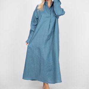 Oversized Shirt Dress/Cute Denim Blue Dress/Linen Shirt Dress/Oversized Linen Shirt/Beach Dress/Long Shirt Dress/Summer Shirt Dress/FC1207 image 5