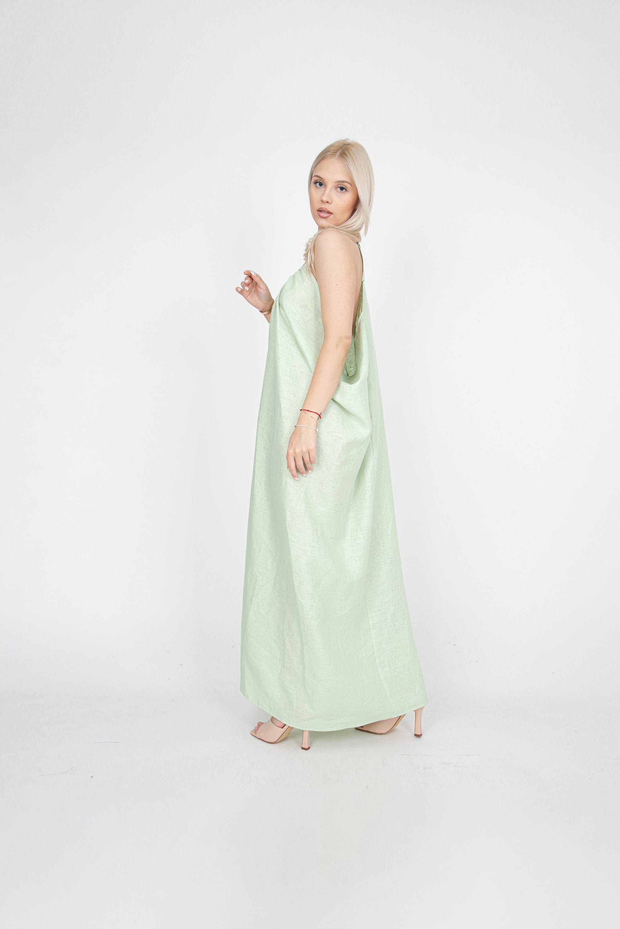 pale yellow formal dress Ruffled Long A-Line Prom Dress with Cut Out Yellow / 4