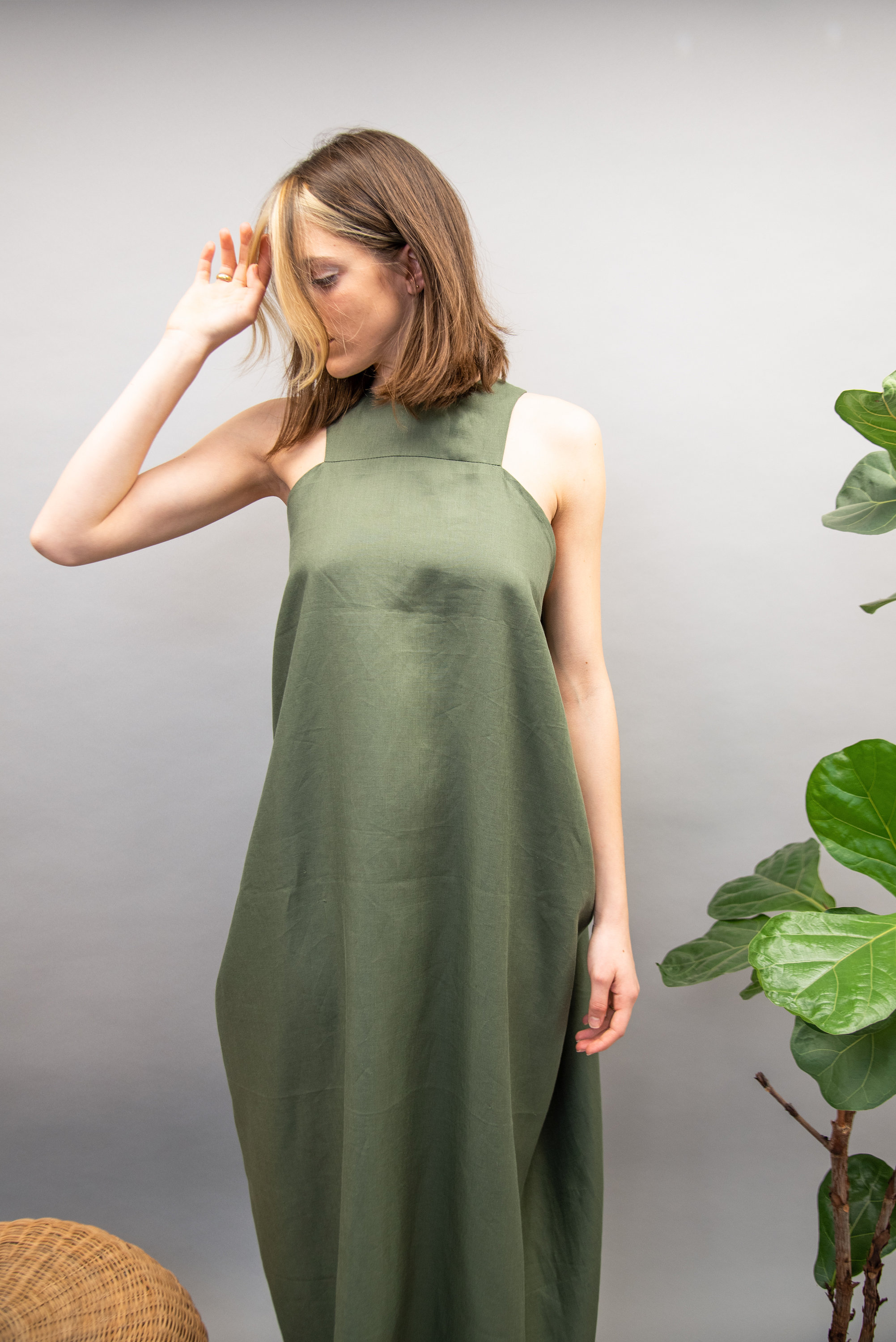 Green Kaftan Dress/handmade Linen Dress/side Draped - Etsy