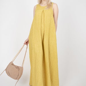 Linen Robe/Mustard Dress/Kaftan Maxi Dress/Linen Caftan/Flax Dress/Kaftan Maxi Dress/Summer Linen Dress/Eco Dress/Flowing Dress/FC1144 image 5