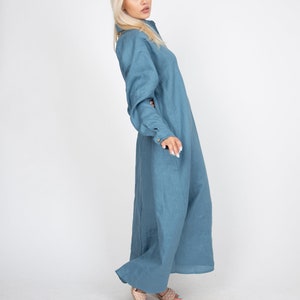 Oversized Shirt Dress/Cute Denim Blue Dress/Linen Shirt Dress/Oversized Linen Shirt/Beach Dress/Long Shirt Dress/Summer Shirt Dress/FC1207 image 6