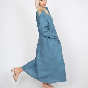 Oversized Shirt Dress/Cute Denim Blue Dress/Linen Shirt Dress/Oversized Linen Shirt/Beach Dress/Long Shirt Dress/Summer Shirt Dress/FC1207 image 3