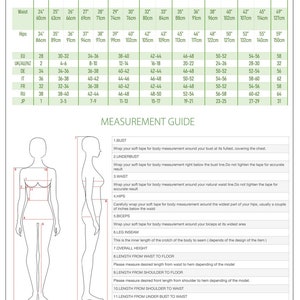 Pode incluir: Tabela de tamanhos para roupas com medidas em polegadas e cent&iacute;metros. A tabela inclui tamanhos do XXS ao 4XL e medidas para busto, cintura, quadris, UE, Reino Unido/Austr&aacute;lia/Nova Zel&acirc;ndia, Alemanha, It&aacute;lia, Fran&ccedil;a, R&uacute;ssia e Jap&atilde;o.