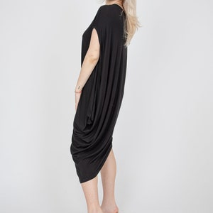 Black Draped Dress/Tunic Dress/Asymmetrical Dress/Off The Shoulder Dress/Casual Dress/Sporty Dress/Draped Dress/Blouson Dress/FC1010 image 4