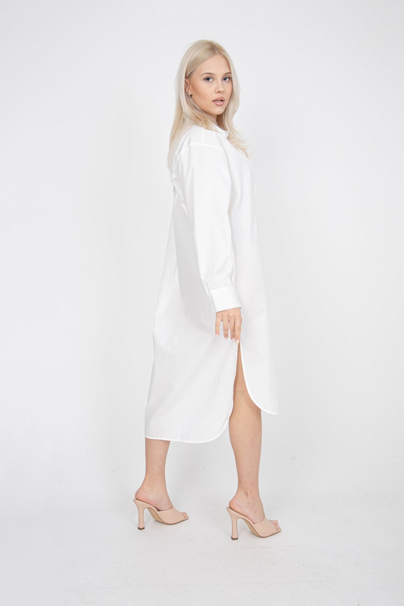 Oversized Shirt Dress/Cute White Dress/Cotton Shirt Dress/Oversized White Shirt/Beach Dress/Long Shirt Dress/Summer Shirt Dress/FC1188 image 3