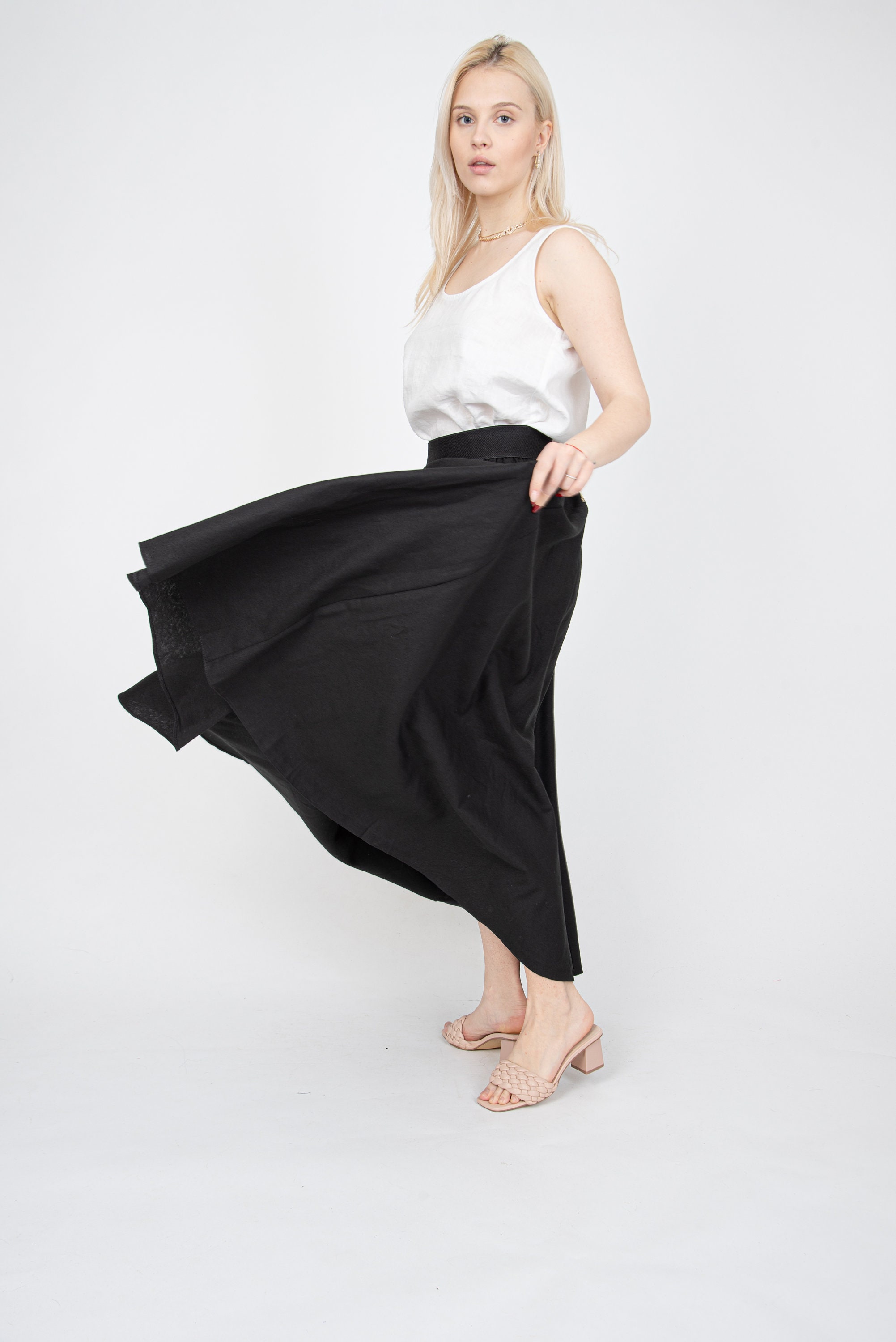 Linen Maxi Skirt/linen Skirt/linen Black Skirt/summer Maxi Skirt/long