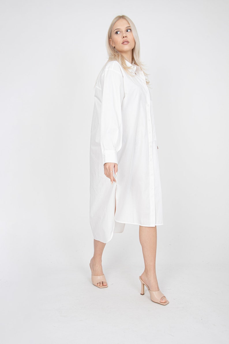 Oversized Shirt Dress/Cute White Dress/Cotton Shirt Dress/Oversized White Shirt/Beach Dress/Long Shirt Dress/Summer Shirt Dress/FC1188 image 8