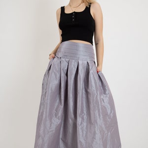 Taffeta Maxi Skirt/Taffeta Skirt/Elegant Long Skirt/Summer Maxi Skirt/Formal Skirt/Flared Skirt/High or Low Waist Skirt/Pleated Skirt/FC2123 image 2