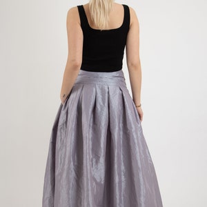 Taffeta Maxi Skirt/Taffeta Skirt/Elegant Long Skirt/Summer Maxi Skirt/Formal Skirt/Flared Skirt/High or Low Waist Skirt/Pleated Skirt/FC2123 image 4