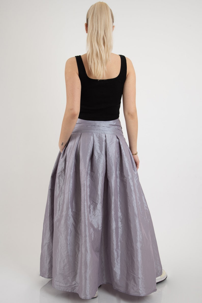 Taffeta Maxi Skirt/Taffeta Skirt/Elegant Long Skirt/Summer Maxi Skirt/Formal Skirt/Flared Skirt/High or Low Waist Skirt/Pleated Skirt/FC2123 image 4