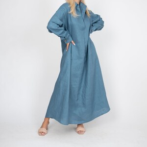 Oversized Shirt Dress/Cute Denim Blue Dress/Linen Shirt Dress/Oversized Linen Shirt/Beach Dress/Long Shirt Dress/Summer Shirt Dress/FC1207 image 2