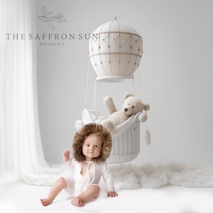Newborn Digital Backdrop, Newborn Digital Background, baby digital backdrop, white hot air balloon