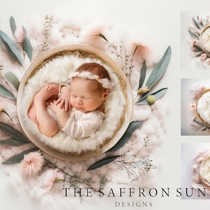 Newborn Digital Backdrop X3 BUNDLE , Newborn Digital Background, white bowl