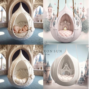 x3 Newborn Digital Backdrop bundle, Newborn Digital Background, princess carriage