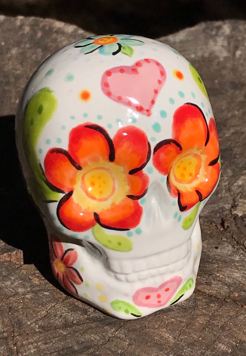 Floral Ceramic Sugar Skulls Dia De Los Muertos Ofrenda | Etsy