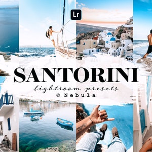 8 Santorini Mobile Lightroom Presets, Greek Island Filter, Bright and Clean for Travel Blogger Influencer, Desktop and Free Lightroom App