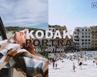 12 Kodak Portra Lightroom Presets, Retro Analog Filter, Disposable Camera Polaroid Vintage Film Effect, Desktop and Free Mobile App Presets