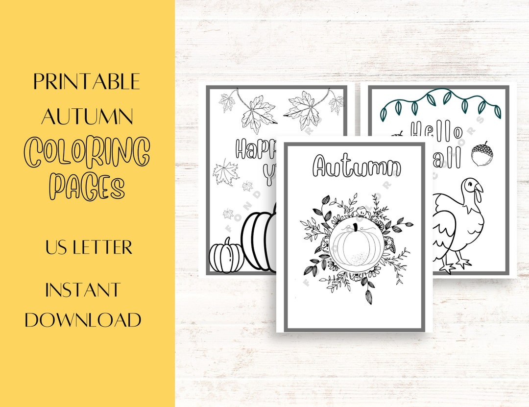 3 Piece Printable Fall Coloring Sheet Download - Etsy