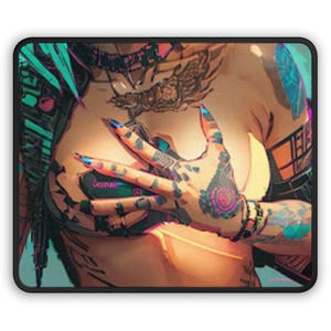 Cyberpunk Gaming Mouse Pad, PC Accessories, Gamer Gift, Desk Decor, Video Game Merchandise, Computer Mat
