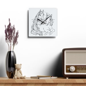 Elegante Pferde Wanduhr aus Acryl: Pferde Home Decor