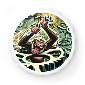 angry Monkey Bottle Opener, Unique Gift for Home Bar, Fun Kitchen Decor, Retro Mechanic Style, Perfect for Parties, Print it Your Way