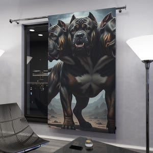 Three-Headed Dog Blackout Curtain: Bold Pet Lover Home Decor
