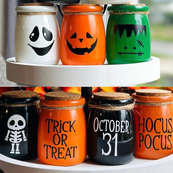 Halloween Decor Cute Halloween Decor Halloween Jars Halloween Tiered Tray Decor Halloween Glass Jars Hocus Pocus Decor Pumpkin Decor