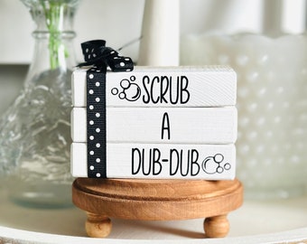 Bathroom Decor Cute Funny Bathroom Sign Bathroom Tiered Tray Bathroom Shelf Sitter Bathroom Mini Wood Book Stack Counter Toilet Decorations