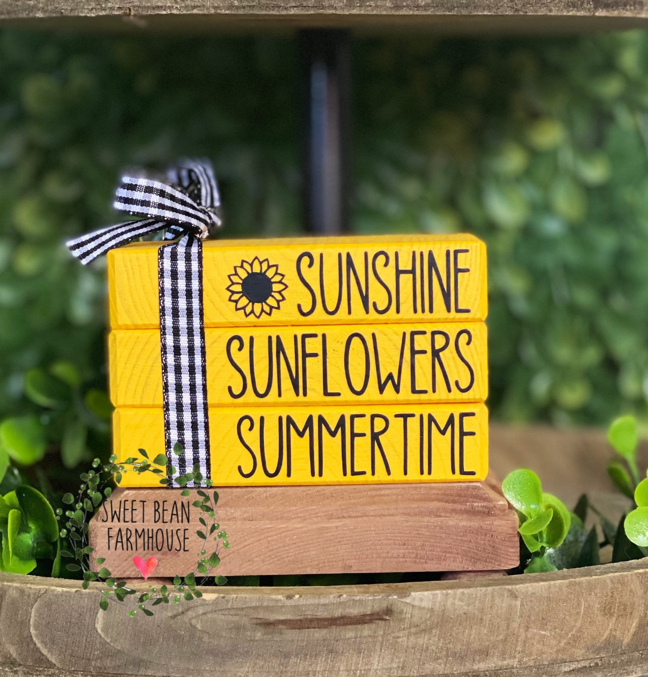 Home sunflower blocks sign Tiered Tray Farmhouse Summer Kitchen decor Home sunflower blocks sign Tiered Tray Farmhouse Summer Kitchen decor