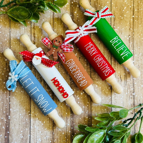 Mini Christmas Rolling pins Christmas Tier Tray Decor Christmas Tiered Tray Decor Mini Rolling Pins Tiered Tray Holiday Decor