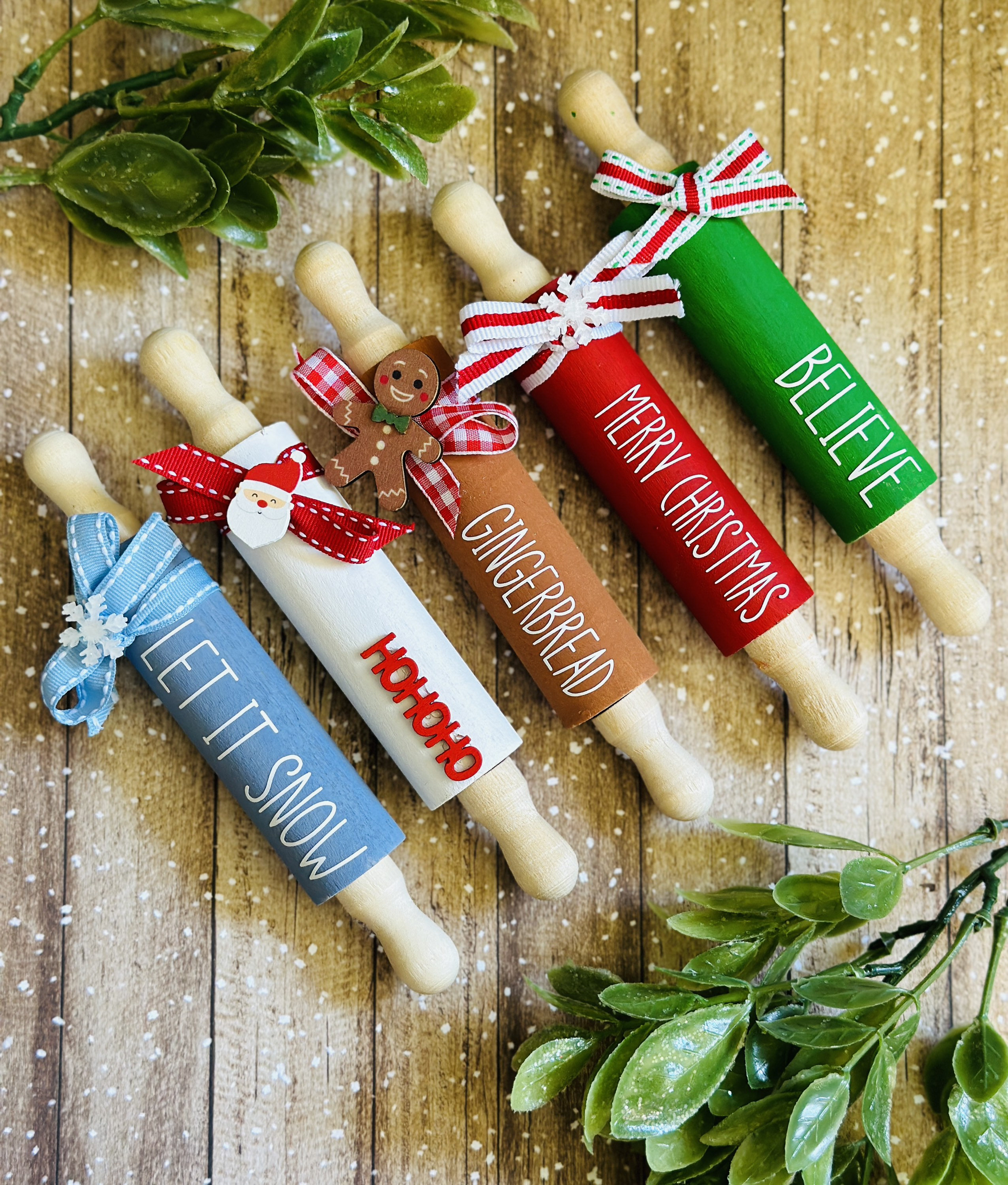 Mini Christmas Rolling Pins Christmas Tier Tray Decor Etsy