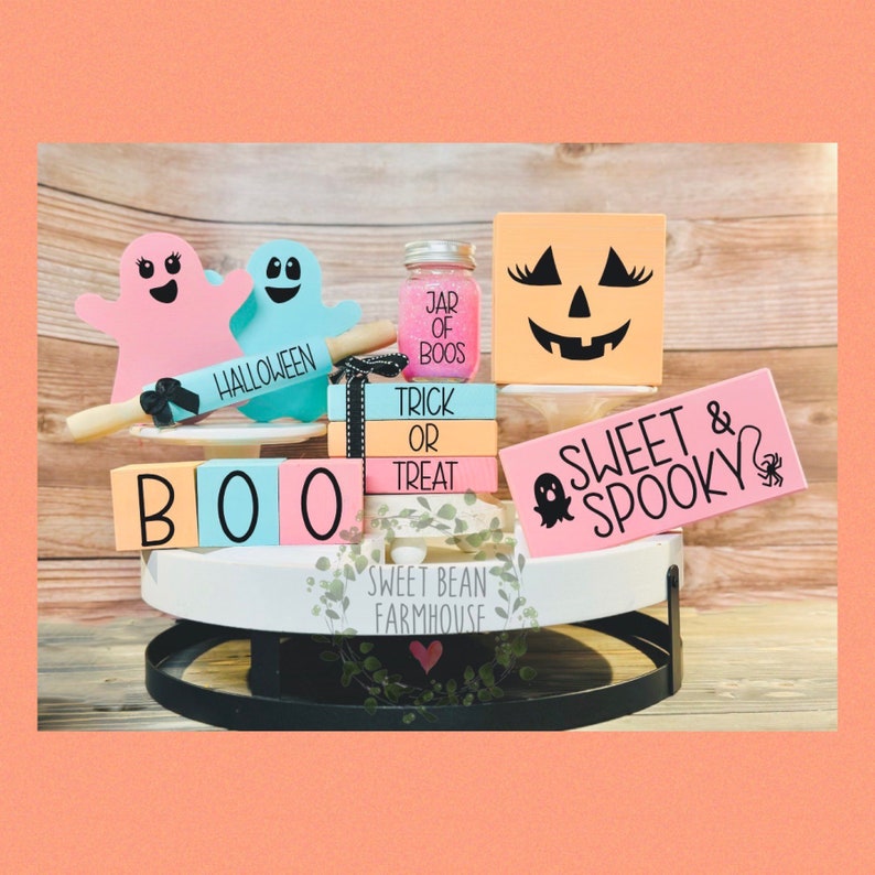 Halloween Tiered Tray Decor Wooden Halloween Decor Halloween Book Stack