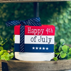 4th of July Tiered Tray Decor Patriotic Decor Fourth of July Decor Patriotic Book Stack Summer Tiered Tray Americana Decor