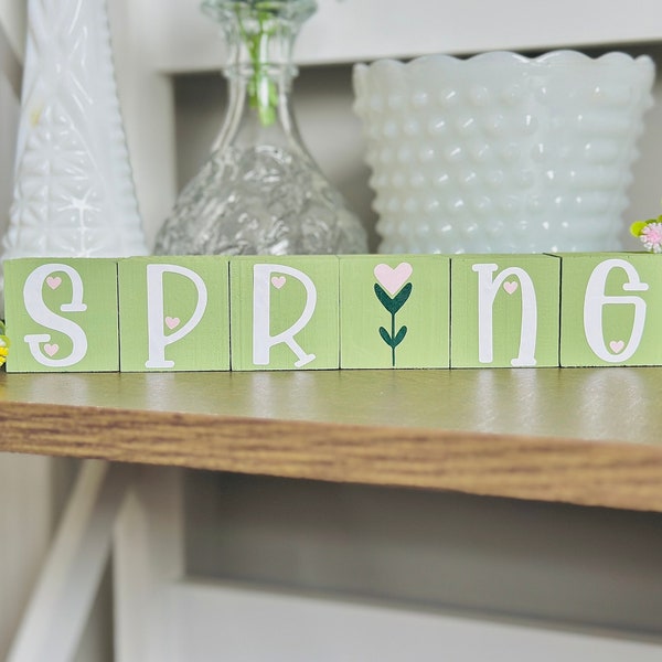 Spring Tiered Tray Decor Wood Spring Decor Stacking Blocks Shelf Sitter Spring Decor Spring Blocks Sign Spring Farmhouse Decorations