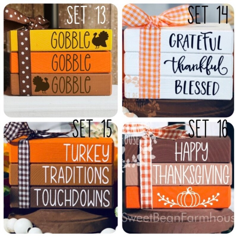 Fall Thanksgiving Decor Tier Tray Thanksgiving Stacked Books Farmhouse