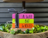 Halloween tiered tray decor, mini wooden books stack, Hocus Pocus, fall autumn farmhouse decor, Witch Ghost Spiders Pumpkin Decor