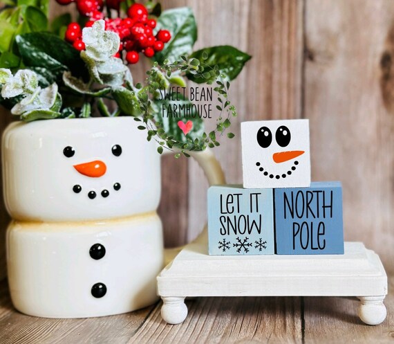 Mini Snowman Tiered Tray Snowman Decor Winter Tiered Tray Snow