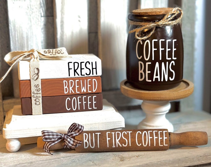 Coffee Decor Coffee Bar Decor Coffee Book Stack Coffee Shop Decor