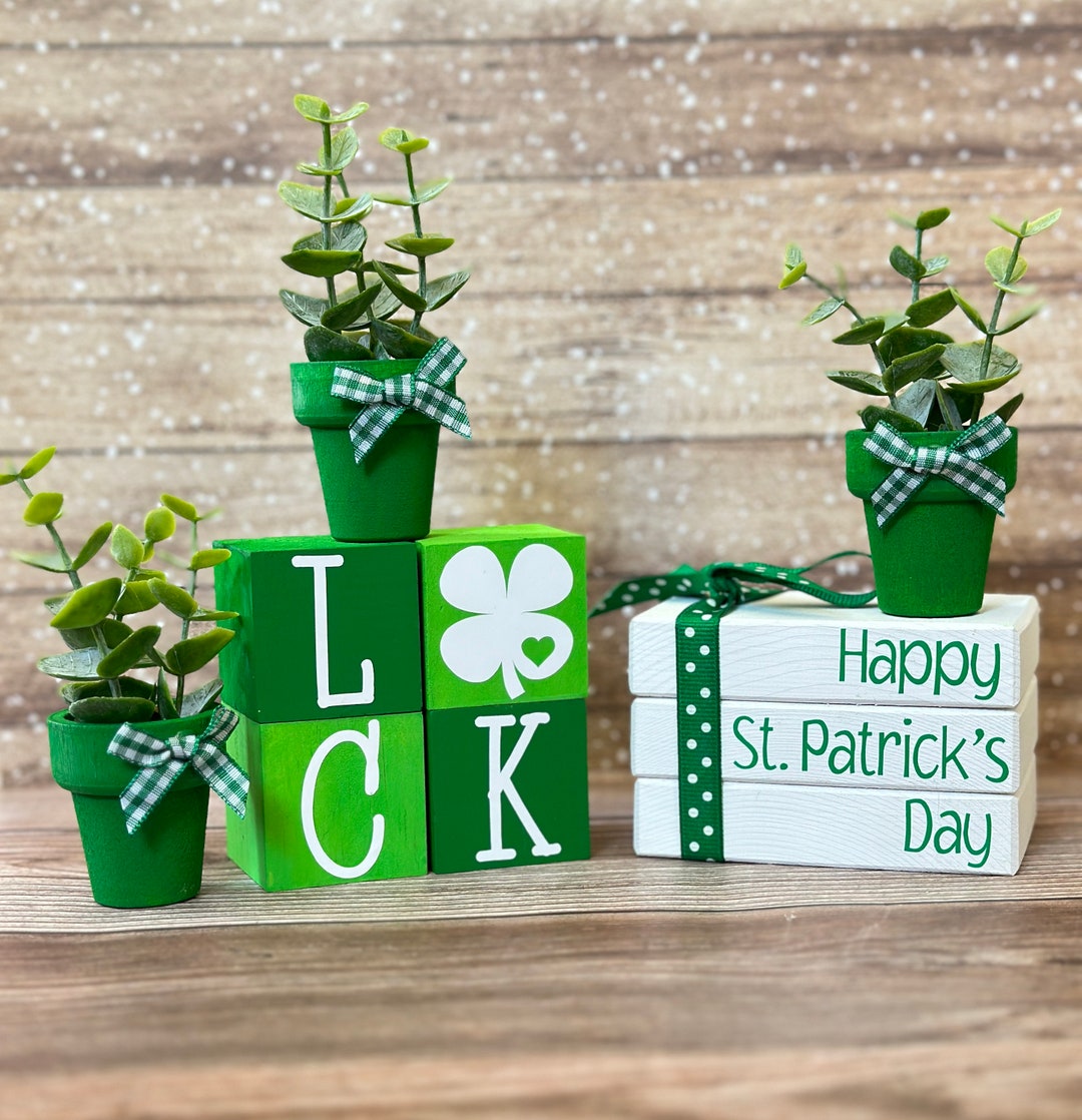 St Patricks Day Tiered Tray Decor Mini Book Stack St Patricks Blocks