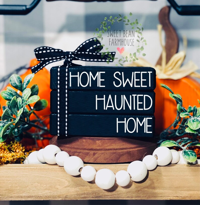 Halloween Tiered Tray Decor Wooden Halloween Decor Halloween Book Stack