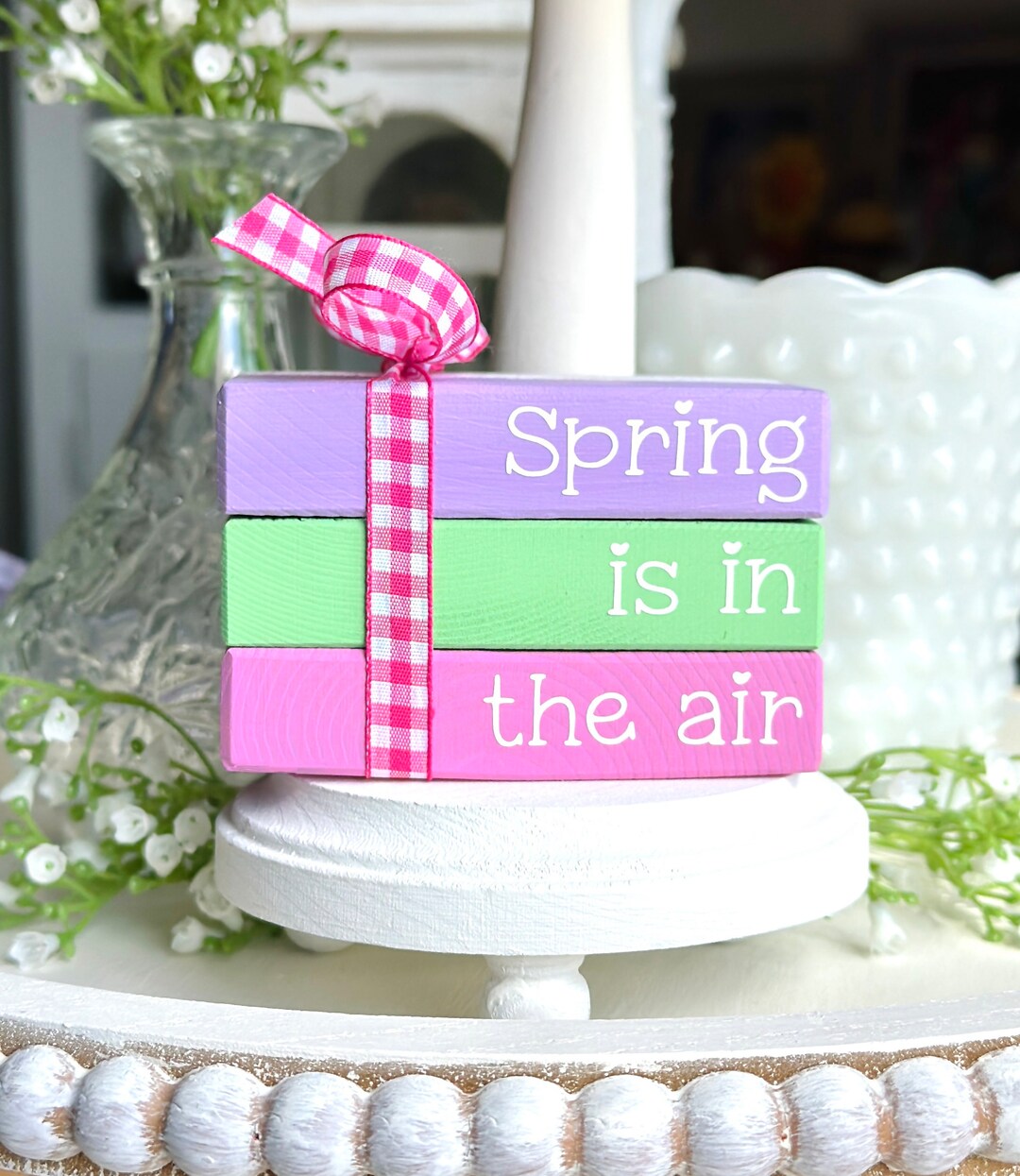 Spring Book Stack Spring Tiered Tray Decor Spring Mini Book Stack Spring Decor Spring ...