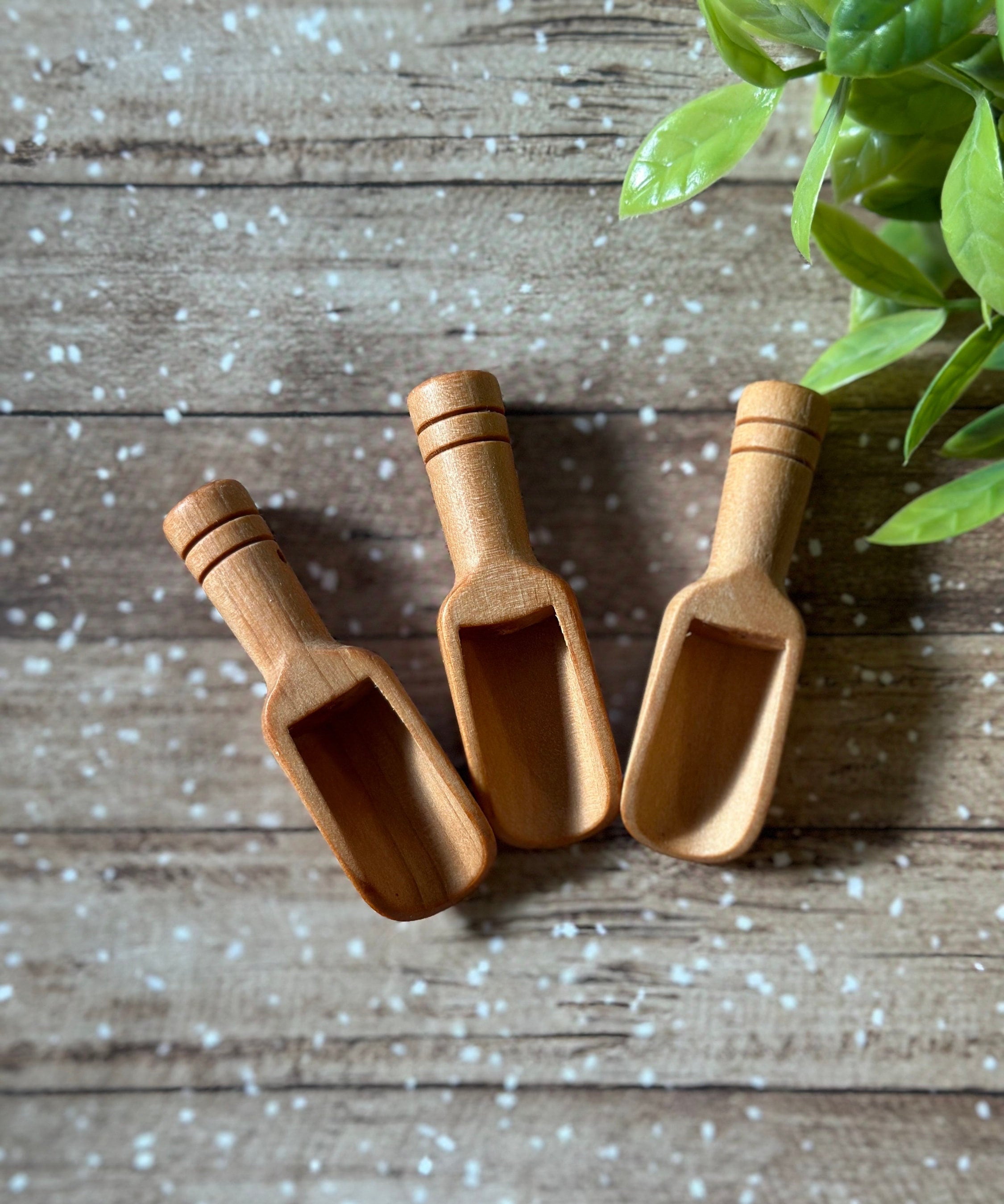 Mini Wooden Scoopers Assorted Sizes, Unfinished, for Bath Salts & Jars, Woodpeckers