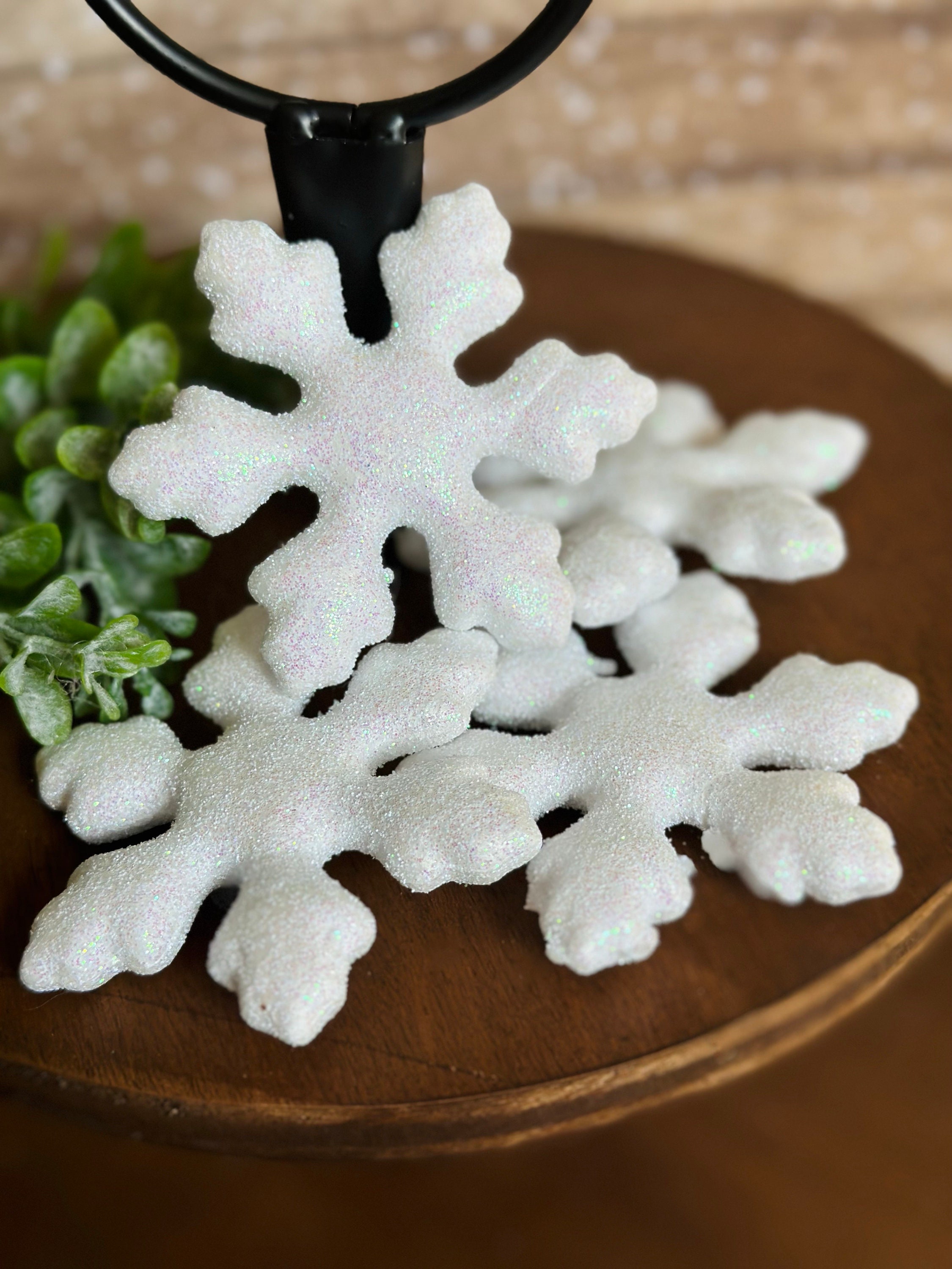 Snowflake Glitter White and Silver Foam Scatter Vase or Bowl