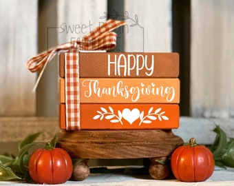 Thanksgiving Tiered Tray Decor Happy Thanksgiving Book Stack Thanksgiving Decor Fall Tiered Tray Decor Turkey Day Autumn Tier Tray